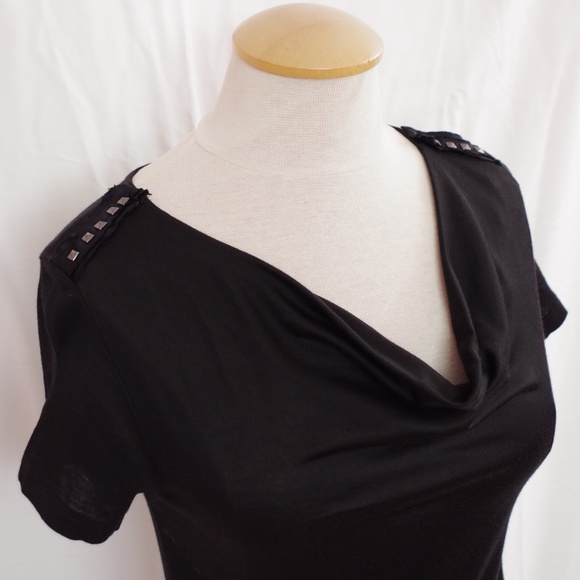 Banana Republic Cowl Neck Rayon Shoulder Embellished Tee- Sz. XS - Picture 2 of 5